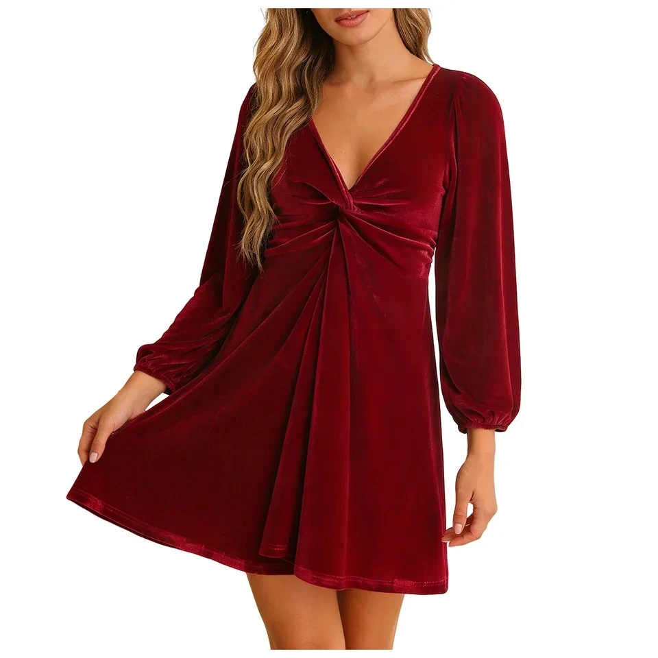 Sexy Velvet Party Dress Women's Vintage Evening Dresses Spring Autumn Long Sleeve V-Neck A Line Mini Dress Elegant Gown Vestidos
Sexy Velvet Party Dress Women's Vintage Evening Dresses Spring Autumn Long Sleeve V-Neck A Line Mini Dress Elegant Gown Vestidos