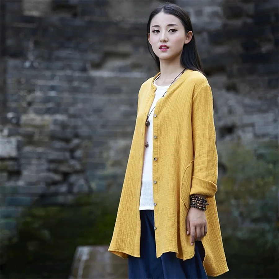 Women's Vintage Cotton Linen Trench Coat Solid Color Button plus Size Autumn Stand Collar Long Sleeve with Pockets Comfortable
Women's Vintage Cotton Linen Trench Coat Solid Color Button plus Size Autumn Stand Collar Long Sleeve with Pockets Comfortable