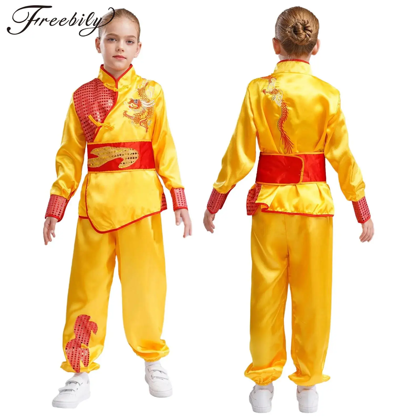 Children Martial Arts Outfit Dragon Embroidery Traditional Chinese Clothes Tops + Belt Pants Kids Girls Boys Satin Kung Fu Suit
Children Martial Arts Outfit Dragon Embroidery Traditional Chinese Clothes Tops + Belt Pants Kids Girls Boys Satin Kung Fu Suit