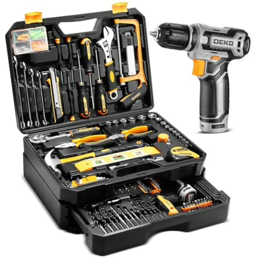 DEKOPRO Home Mechanic Toolbox 12V Cordless Drill Set with Storage Drawer Case Power Tools Combo Kit for Men Black Plastic Durab
DEKOPRO Home Mechanic Toolbox 12V Cordless Drill Set with Storage Drawer Case Power Tools Combo Kit for Men Black Plastic Durab