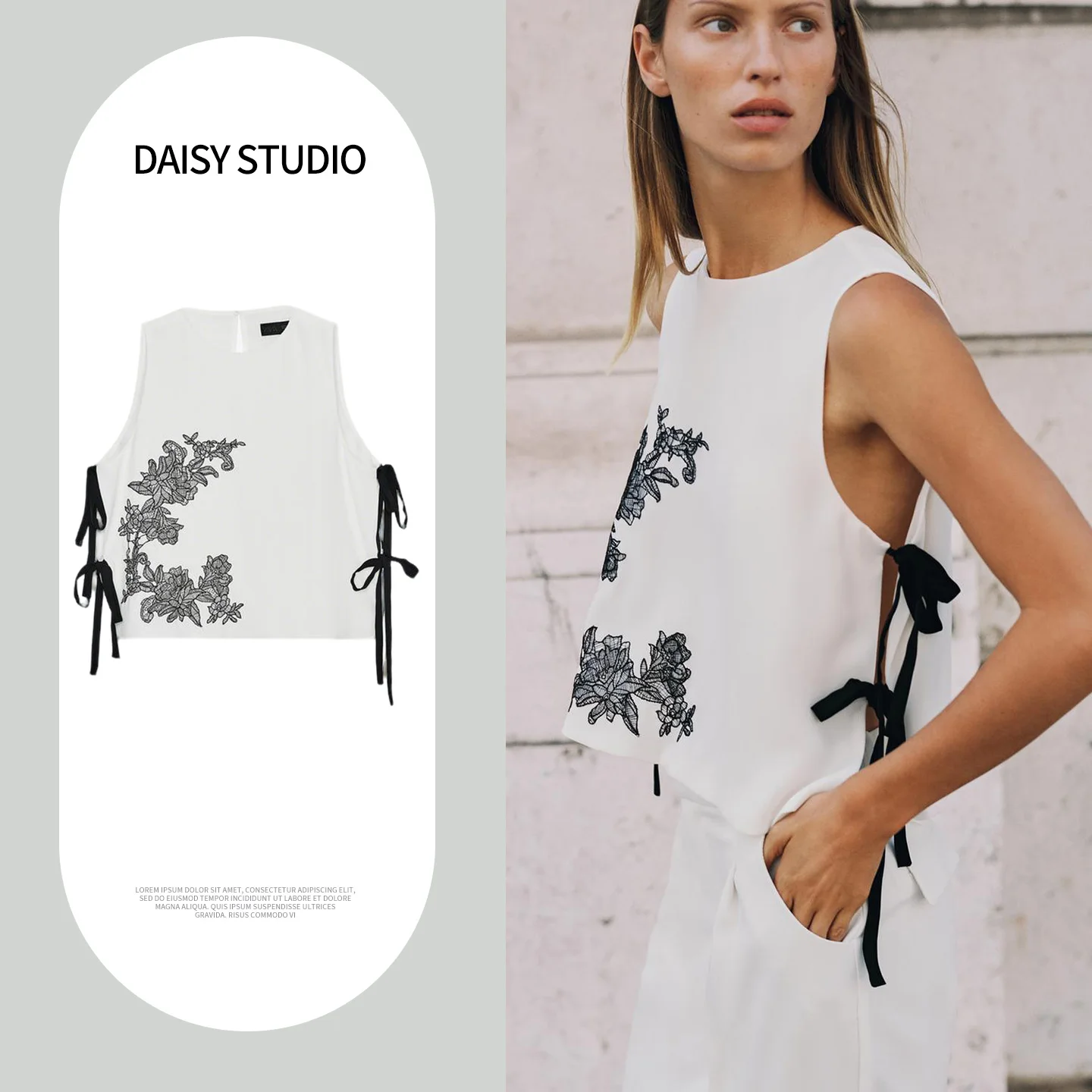 Spring New Women's round Neck Sleeveless Embroidered Knot Waistcoat Top Polyester Short Length Floral Pattern
Spring New Women's round Neck Sleeveless Embroidered Knot Waistcoat Top Polyester Short Length Floral Pattern