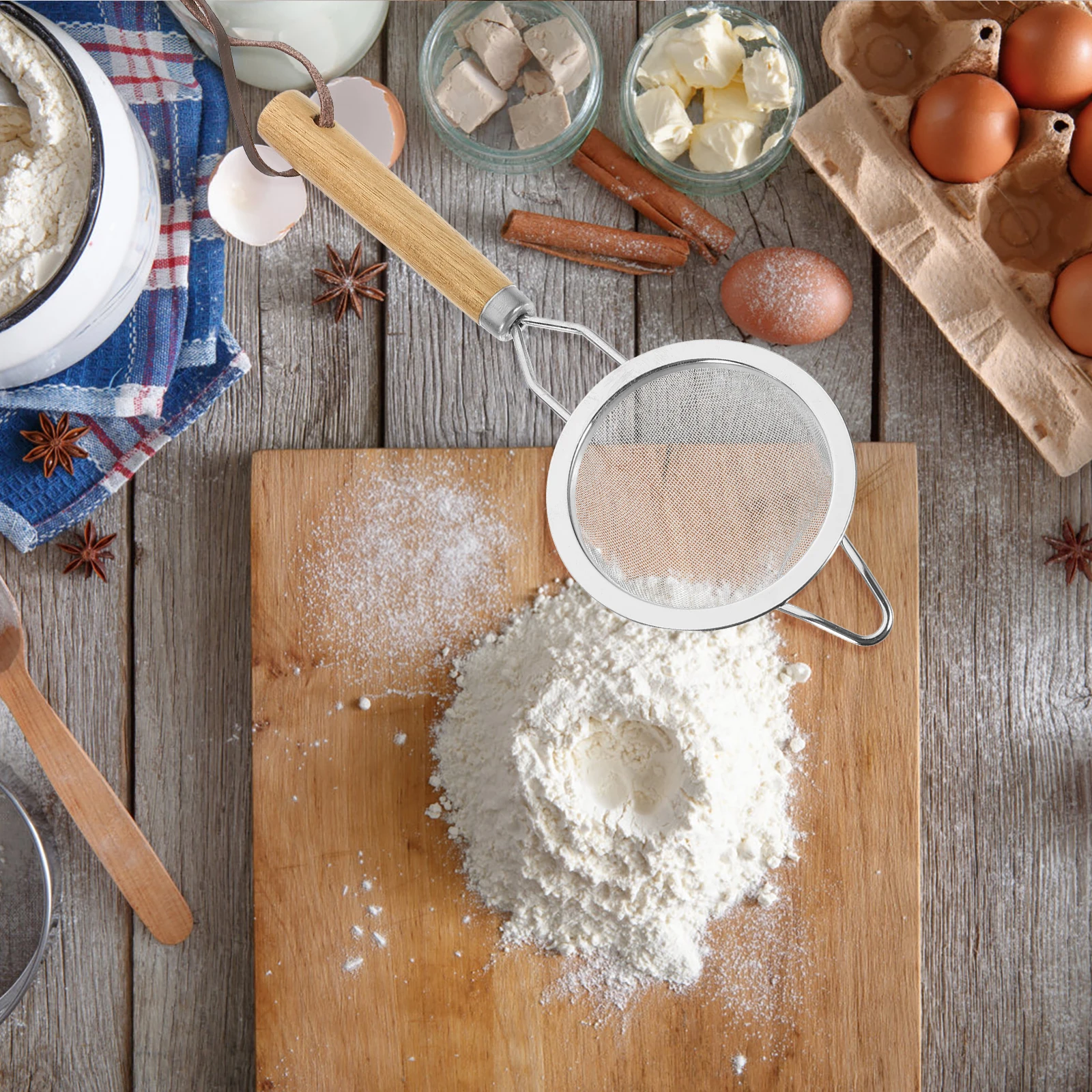 Flour Sieve Baking Sifter Kitchen Mesh Stainless Steel Practical Strainer Flour Sieving Tool Baking Round Sifter Powder Strainer
Flour Sieve Baking Sifter Kitchen Mesh Stainless Steel Practical Strainer Flour Sieving Tool Baking Round Sifter Powder Strainer