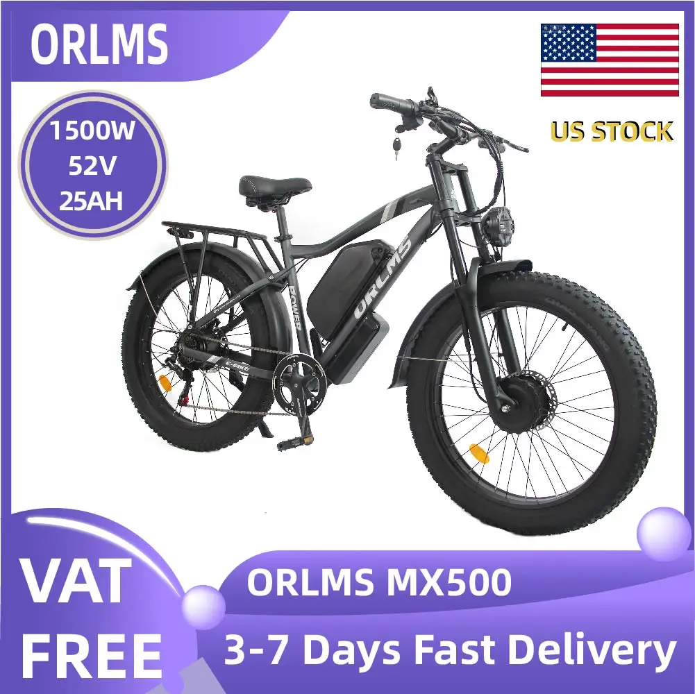 ORLMS MX500 adult E-bike 52V 25Ah battery 1500W Electric Bike,24-inch All-terrain fat tire E-Mountain bike
ORLMS MX500 adult E-bike 52V 25Ah battery 1500W Electric Bike,24-inch All-terrain fat tire E-Mountain bike