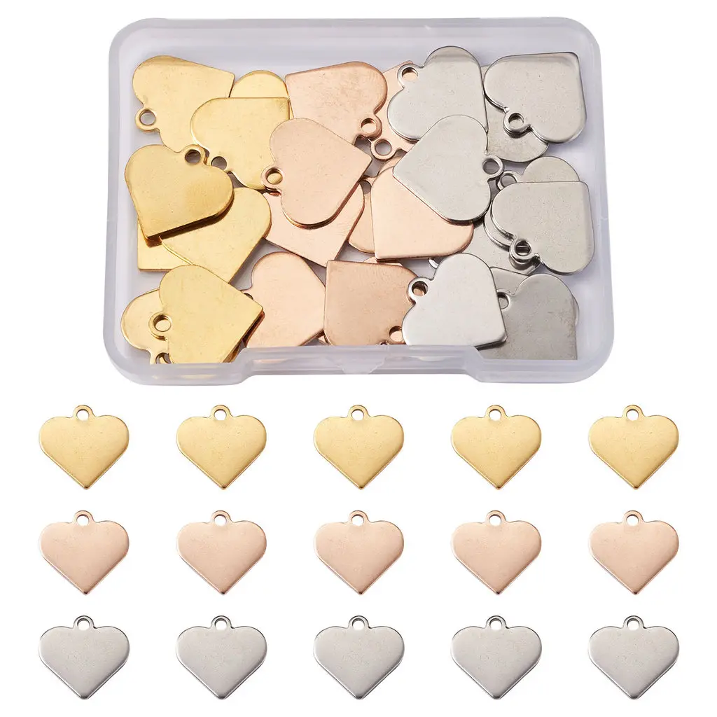 40pcs/box 304 Stainless Steel Charms Stamping Blank Tag Heart Pendants for DIY Necklace Bracelet Jewelry Making Gifts
40pcs/box 304 Stainless Steel Charms Stamping Blank Tag Heart Pendants for DIY Necklace Bracelet Jewelry Making Gifts