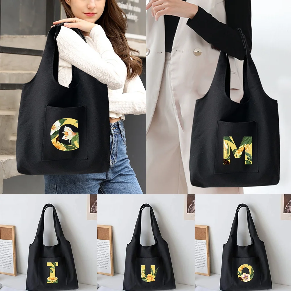 Ladies' Storage Bag Canvas Handbag Flower Letter Printed Shoulder Bag Reusable Shopping Bag
Ladies' Storage Bag Canvas Handbag Flower Letter Printed Shoulder Bag Reusable Shopping Bag