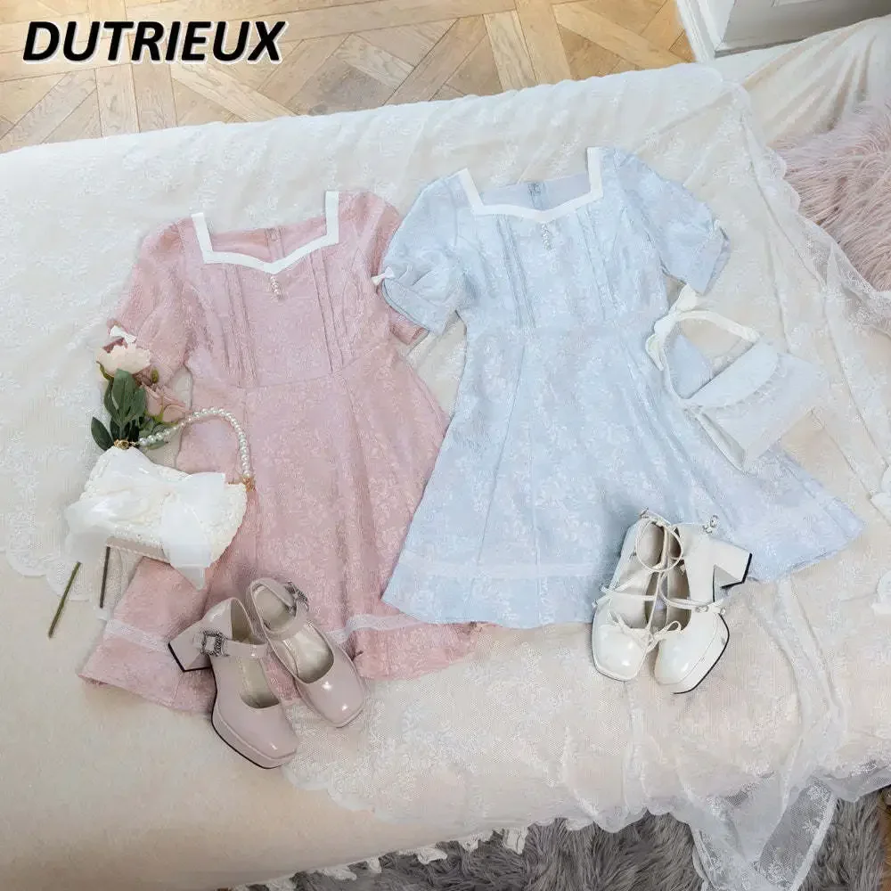 Japanese Heavy Industry Sweet Short Sleeve Dress Palace Style Exquisite Dark Pattern Square Collar Temperament Slimming Dresses
Japanese Heavy Industry Sweet Short Sleeve Dress Palace Style Exquisite Dark Pattern Square Collar Temperament Slimming Dresses