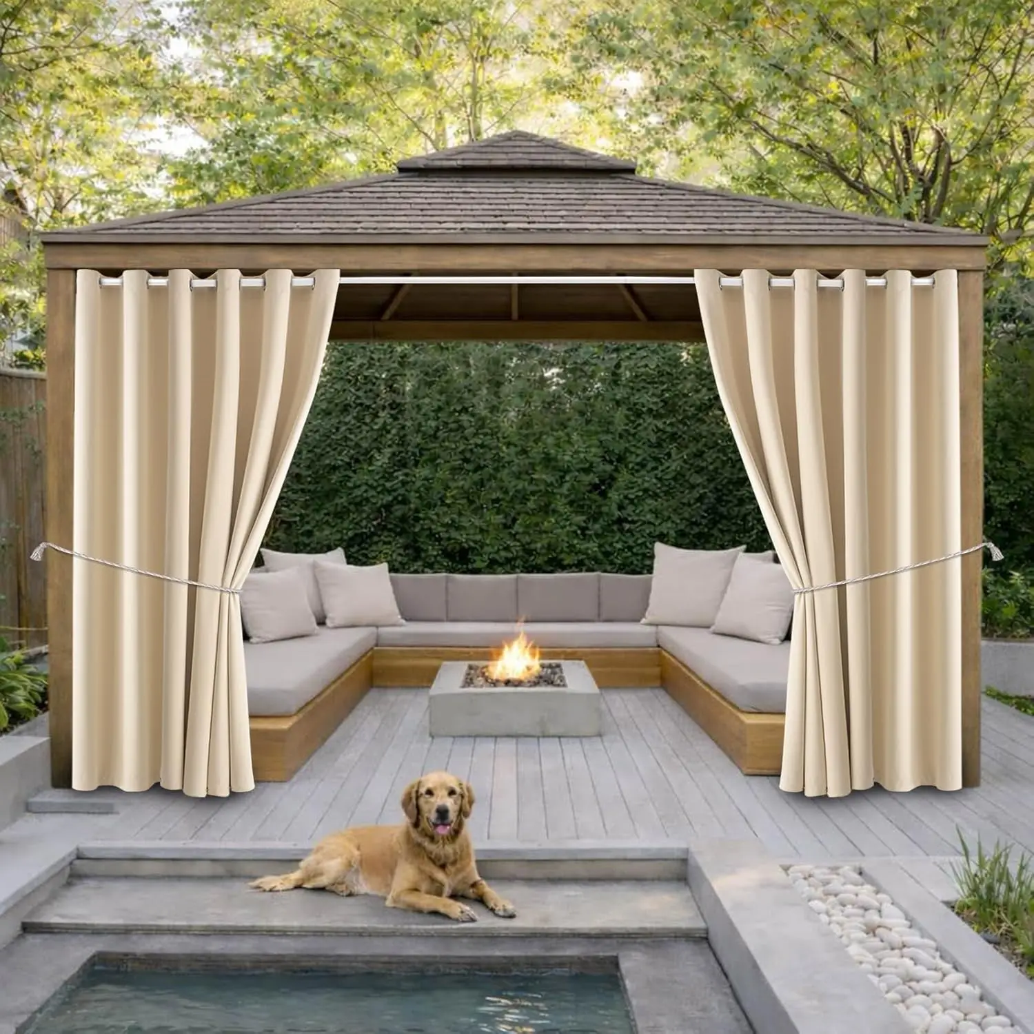 Waterproof Outdoor Curtains 84x84 Inches, Blackout Sunlight Blocking for Patio Porch Bedroom Living Room (Beige, 2 Panels)
Waterproof Outdoor Curtains 84x84 Inches, Blackout Sunlight Blocking for Patio Porch Bedroom Living Room (Beige, 2 Panels)