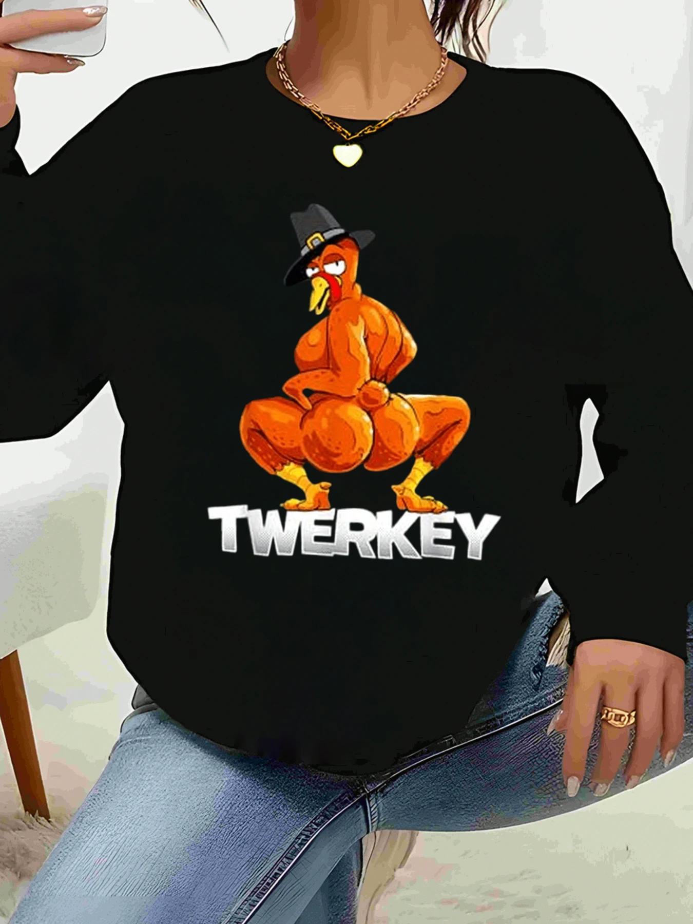 Толстовка с турецким принтом на День Благодарения, повседневная одежда для женщин
Толстовка с турецким принтом на День Благодарения, повседневная одежда для женщин