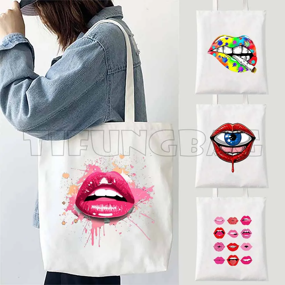 Shoulder Bags Sexy Lips Red Watercolor Fashion Cartoon Print Tote Bags For Women Shopper Bags Canvas Shoulder Bag Beach Handbag
Shoulder Bags Sexy Lips Red Watercolor Fashion Cartoon Print Tote Bags For Women Shopper Bags Canvas Shoulder Bag Beach Handbag