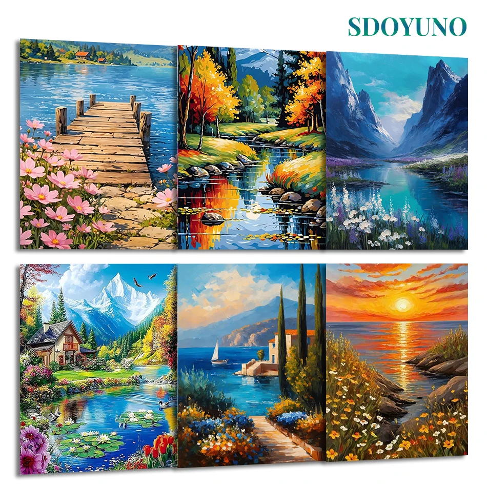 SDOYUNO Painting By Number Adults New Oil Art Picture Drawing Lake scenery Paint Kit Handiwork Watercolor With Frame Wall Decor
SDOYUNO Painting By Number Adults New Oil Art Picture Drawing Lake scenery Paint Kit Handiwork Watercolor With Frame Wall Decor