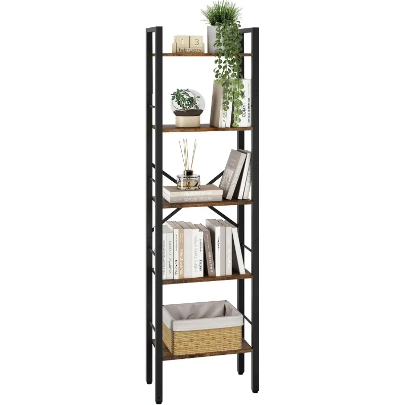 5 Tier Ladder Bookshelf Industrial Ladder Shelf, Narrow Tall Skinny Bookshelf with Metal Frame, Multipurpose
5 Tier Ladder Bookshelf Industrial Ladder Shelf, Narrow Tall Skinny Bookshelf with Metal Frame, Multipurpose