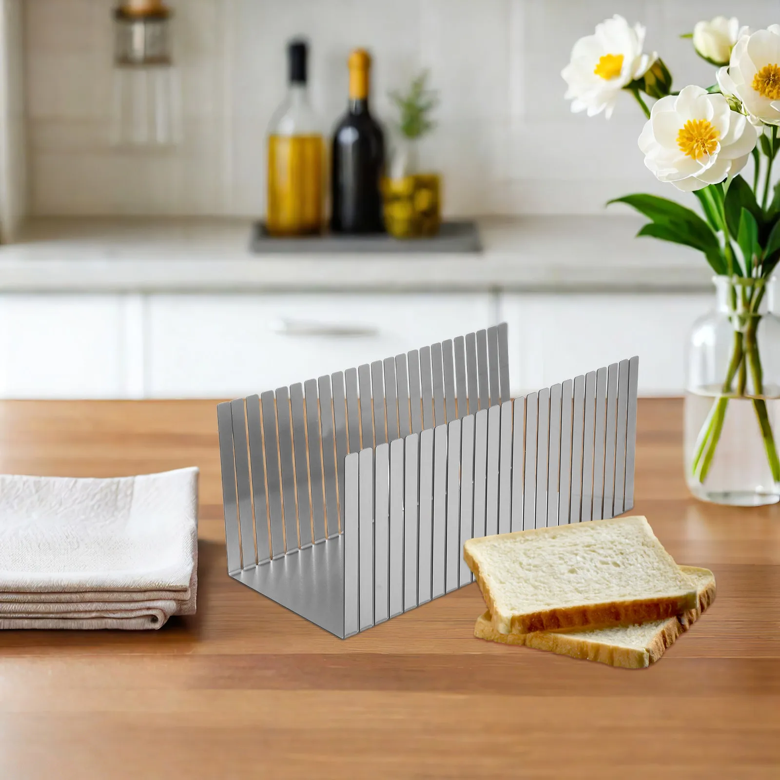 Adjustable Width Bread Slicer Stainless Steel Cutting Guide Crumb Tray Homemade Bread Cake Bagel Kitchen Slicing Tool
Adjustable Width Bread Slicer Stainless Steel Cutting Guide Crumb Tray Homemade Bread Cake Bagel Kitchen Slicing Tool