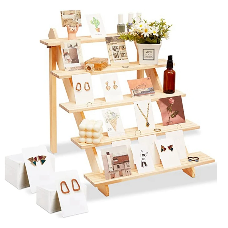 Wood Earring Display Stand Retail Earring Display Holder With 100 Pcs Earring Card For Merchandise Jewelry Display
Wood Earring Display Stand Retail Earring Display Holder With 100 Pcs Earring Card For Merchandise Jewelry Display