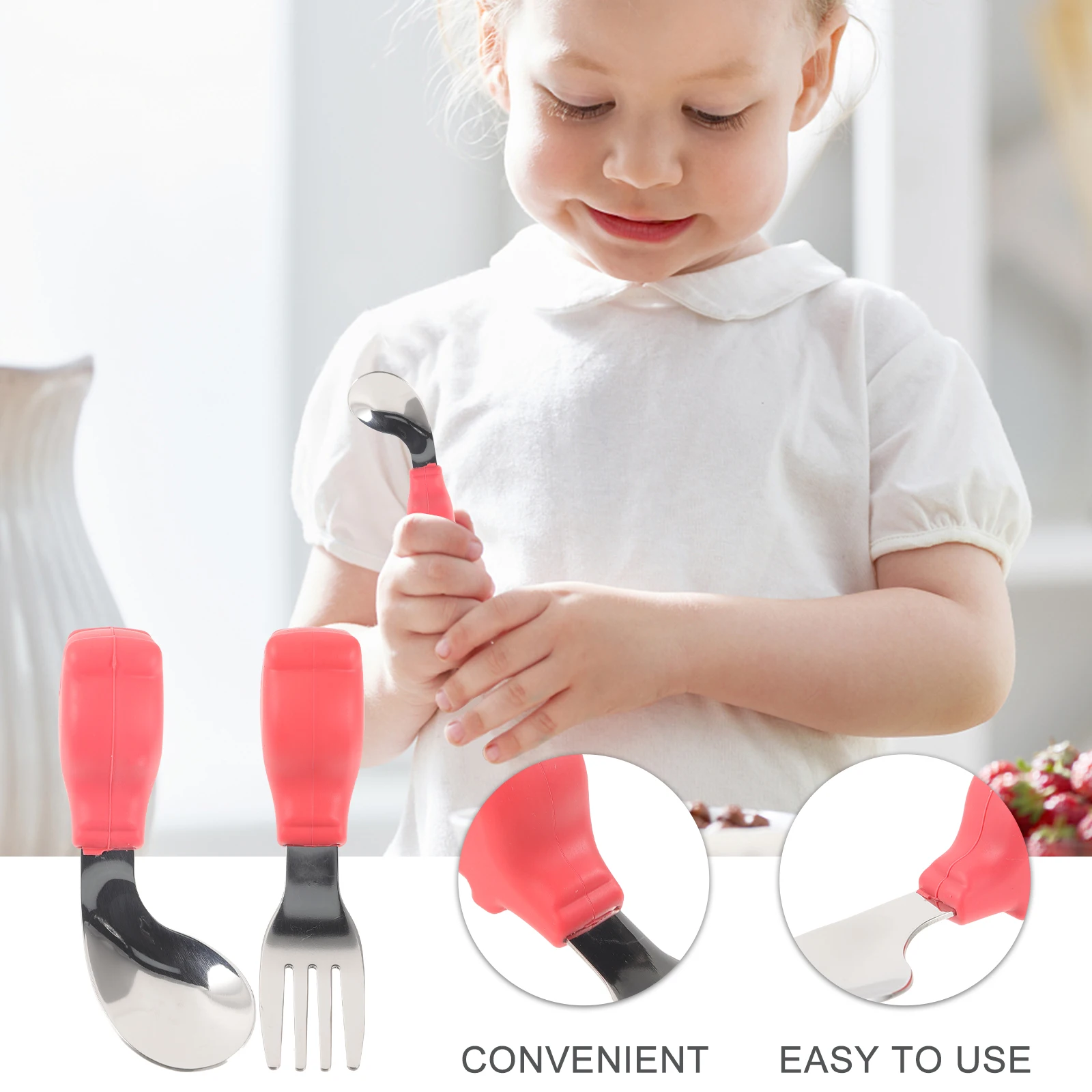 Baby Eating Tool Kid Fork Feeding Spoon Stainless Steel Short H Training Cutlery Red Portable Accessories
Baby Eating Tool Kid Fork Feeding Spoon Stainless Steel Short H Training Cutlery Red Portable Accessories