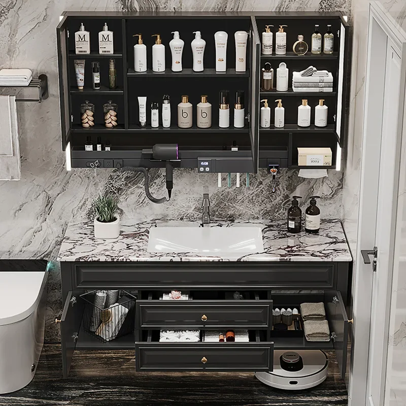 Black Wooden Bathroom Cabinet Waterproof Modern Storage Shelf Bathroom Cabinet Mirror Vanity Badkamer Kastje Home Furniture
Black Wooden Bathroom Cabinet Waterproof Modern Storage Shelf Bathroom Cabinet Mirror Vanity Badkamer Kastje Home Furniture