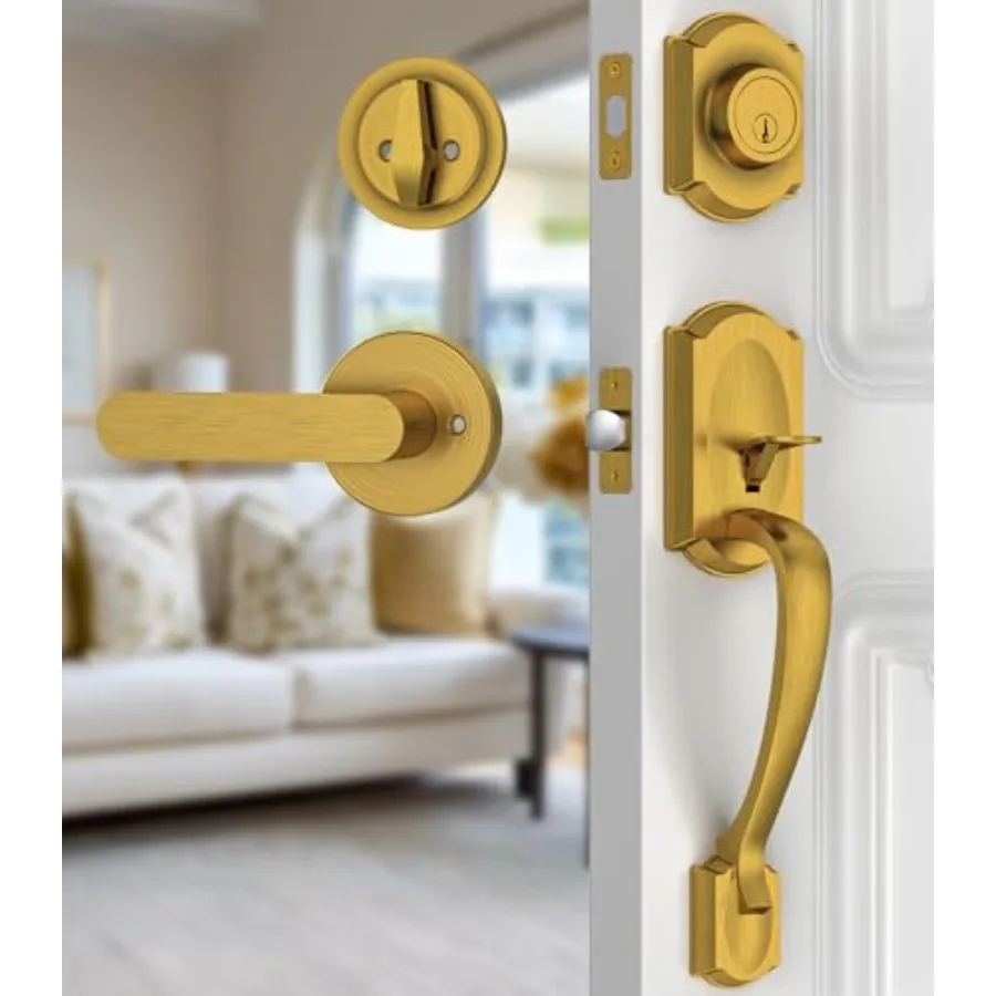 Front Door Lock Set, Brass Front Door Handle and Deadbolt Set, Vintage Exterior Door Lock Set, Front Door Handle with Single Cy
Front Door Lock Set, Brass Front Door Handle and Deadbolt Set, Vintage Exterior Door Lock Set, Front Door Handle with Single Cy