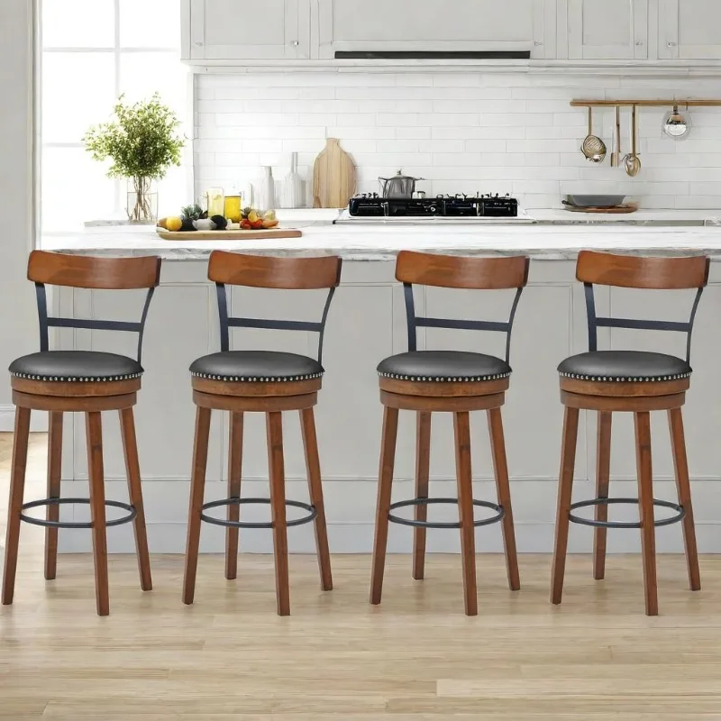 Bar Stools Set of 4 Swivel Bar Height Bar Stools for Kitchen Island, PU Leather Upholstered Barstools with Back
Bar Stools Set of 4 Swivel Bar Height Bar Stools for Kitchen Island, PU Leather Upholstered Barstools with Back