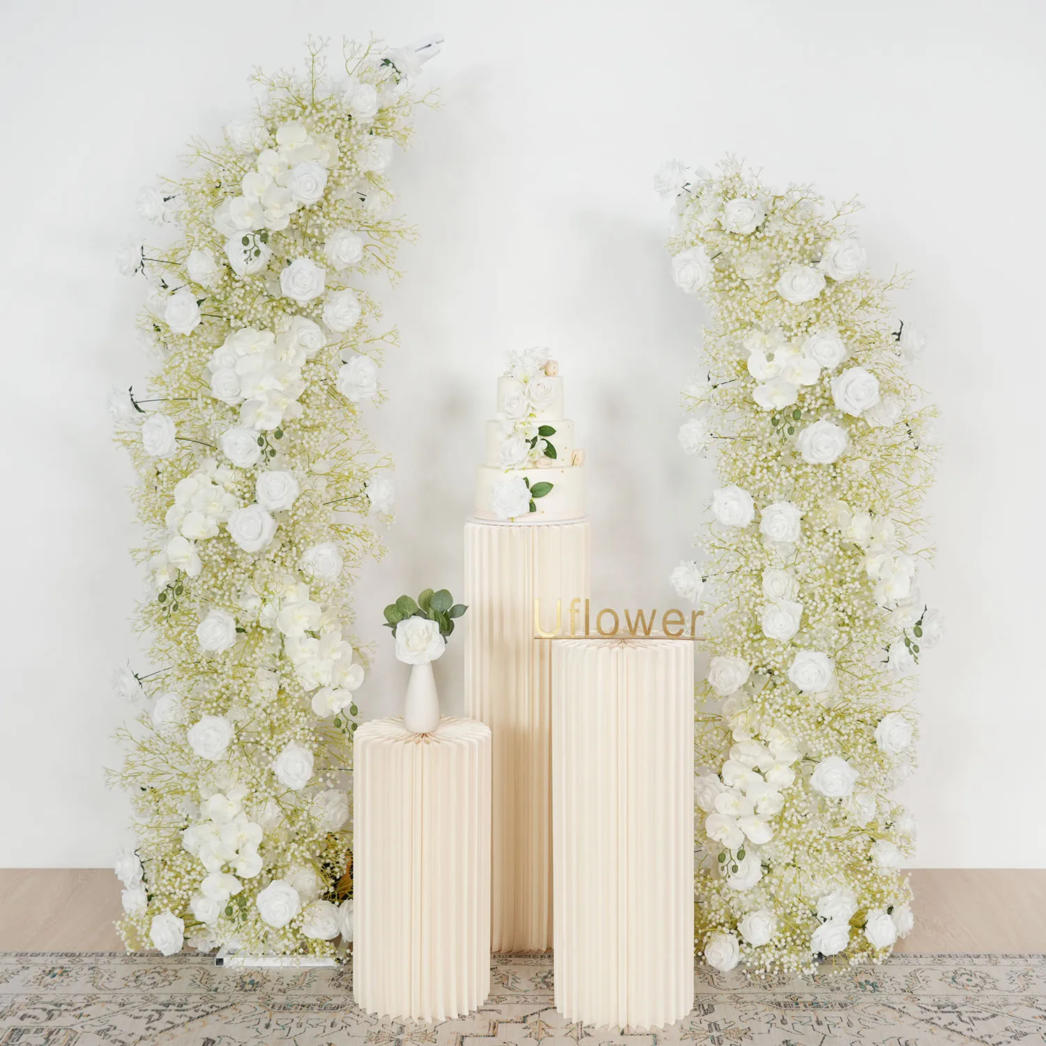 Uflower White Rose Orchid Baby Breath Flower Row Wedding Decoration Floral Backdrop Horn Arch Frame Event Stage
Uflower White Rose Orchid Baby Breath Flower Row Wedding Decoration Floral Backdrop Horn Arch Frame Event Stage