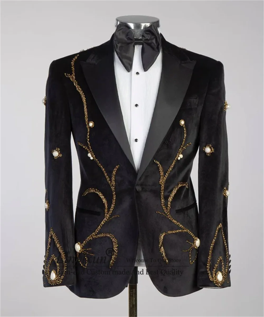 Shiny Gold Crystal Tuxedo Luxury Beaded Men Suits 2 Pieces Set Male Dinner Party Blazers Customized Groom Prom vestidos de novia
Shiny Gold Crystal Tuxedo Luxury Beaded Men Suits 2 Pieces Set Male Dinner Party Blazers Customized Groom Prom vestidos de novia