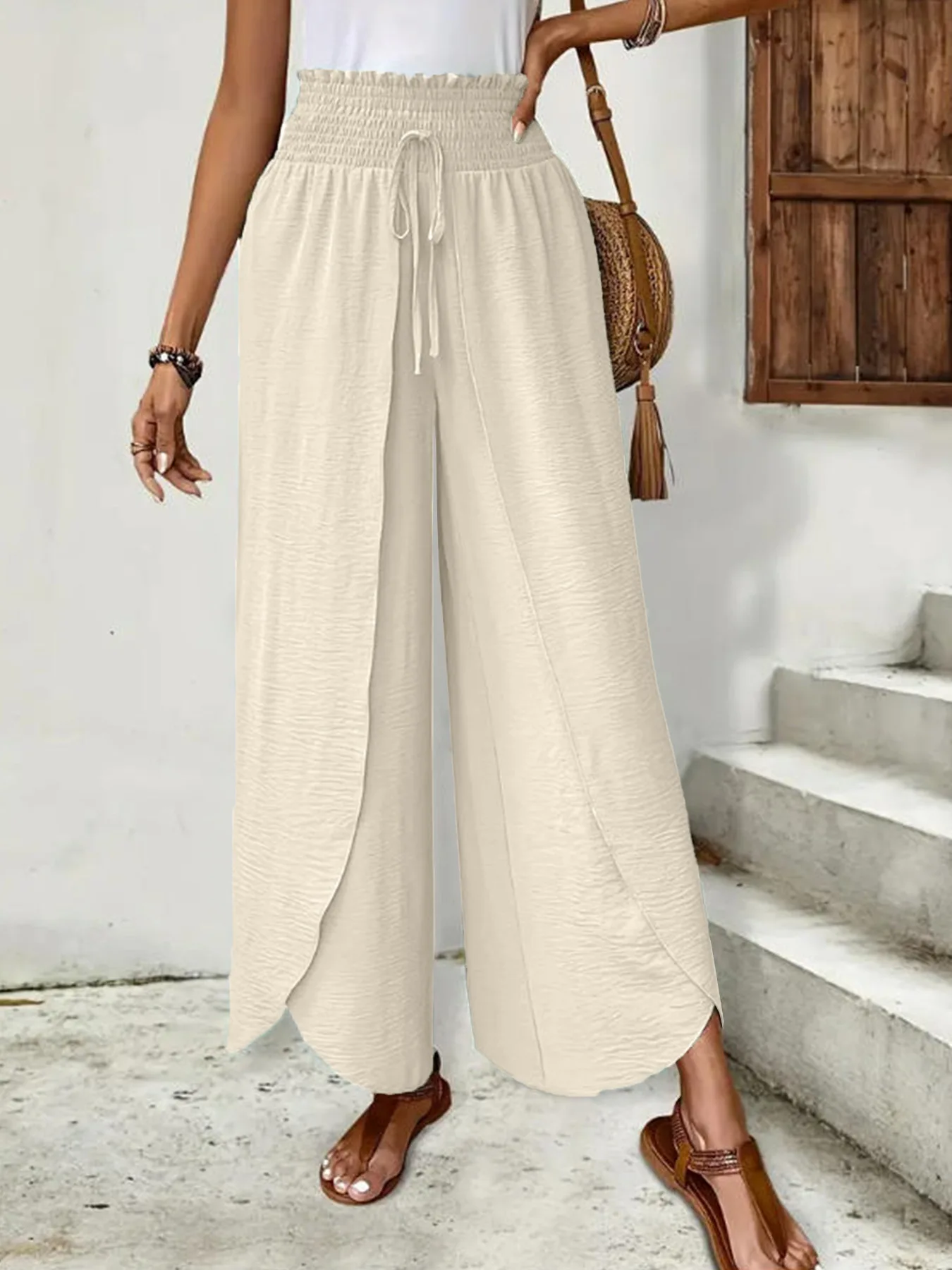 Women's Elegant Split Hem Loose Pants Casual Breathable High Elastic Waist Drawstring Skirt Pants
Women's Elegant Split Hem Loose Pants Casual Breathable High Elastic Waist Drawstring Skirt Pants