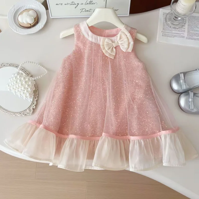 Girls Casual Dresses Sleeveless Bow Mesh Dress Princess Dress for Girls 2 To 7 Years Kids Clothes for Summer
Girls Casual Dresses Sleeveless Bow Mesh Dress Princess Dress for Girls 2 To 7 Years Kids Clothes for Summer
