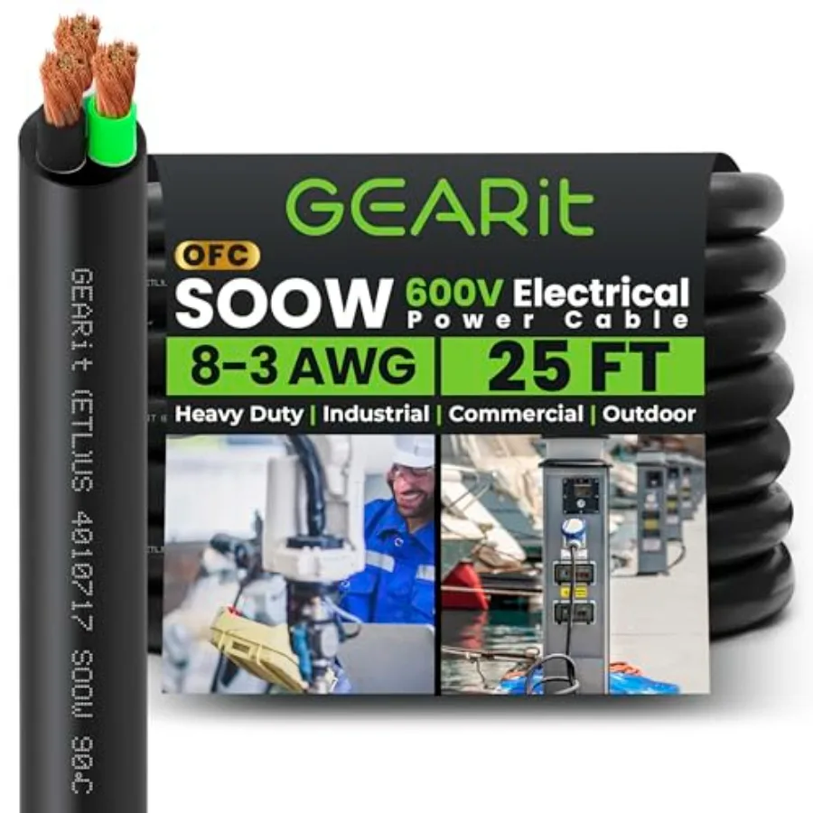 Portable Power Cable/3 SOOW Electrical Wire 00V 3 Conductor Extension Cord for Motor LeadsPortable Lights Welder Machine EV Car
Portable Power Cable/3 SOOW Electrical Wire 00V 3 Conductor Extension Cord for Motor LeadsPortable Lights Welder Machine EV Car