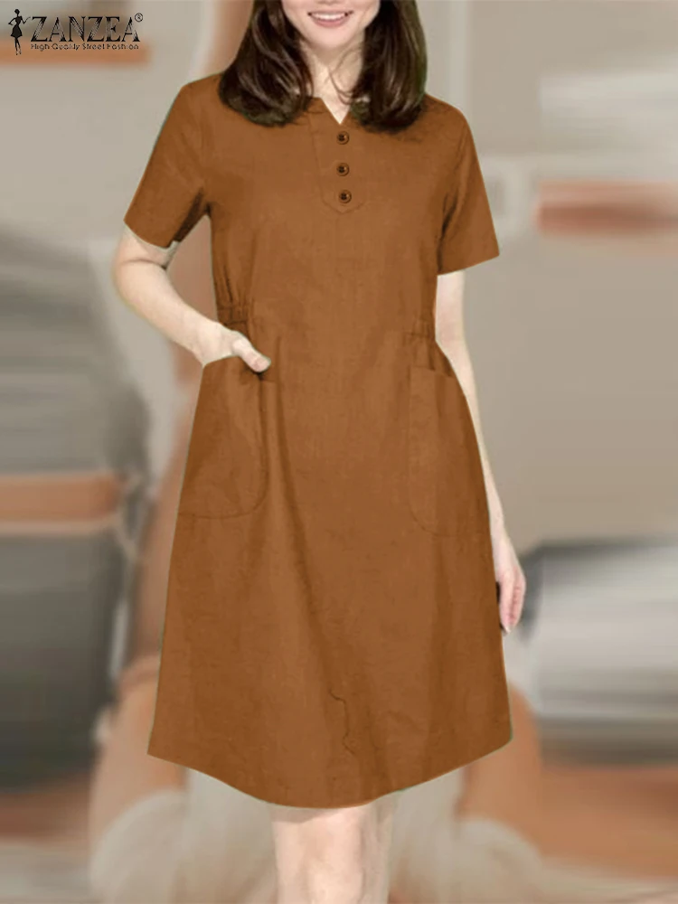 ZANZEA Summer Fashion Short Sleeve Solid Dress Women V Neck Holiday Sundress Casual Solid Loose Vestidos Work Knee-length Robe
ZANZEA Summer Fashion Short Sleeve Solid Dress Women V Neck Holiday Sundress Casual Solid Loose Vestidos Work Knee-length Robe