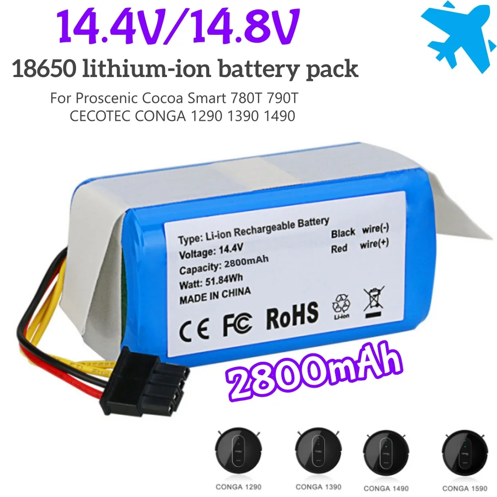 4S1P 14,4 В 18650 литиевая батарея для Cecotec Conga 1290 1390 1490 1590 перезаряжаемые батареи 2800 мАч
4S1P 14,4 В 18650 литиевая батарея для Cecotec Conga 1290 1390 1490 1590 перезаряжаемые батареи 2800 мАч