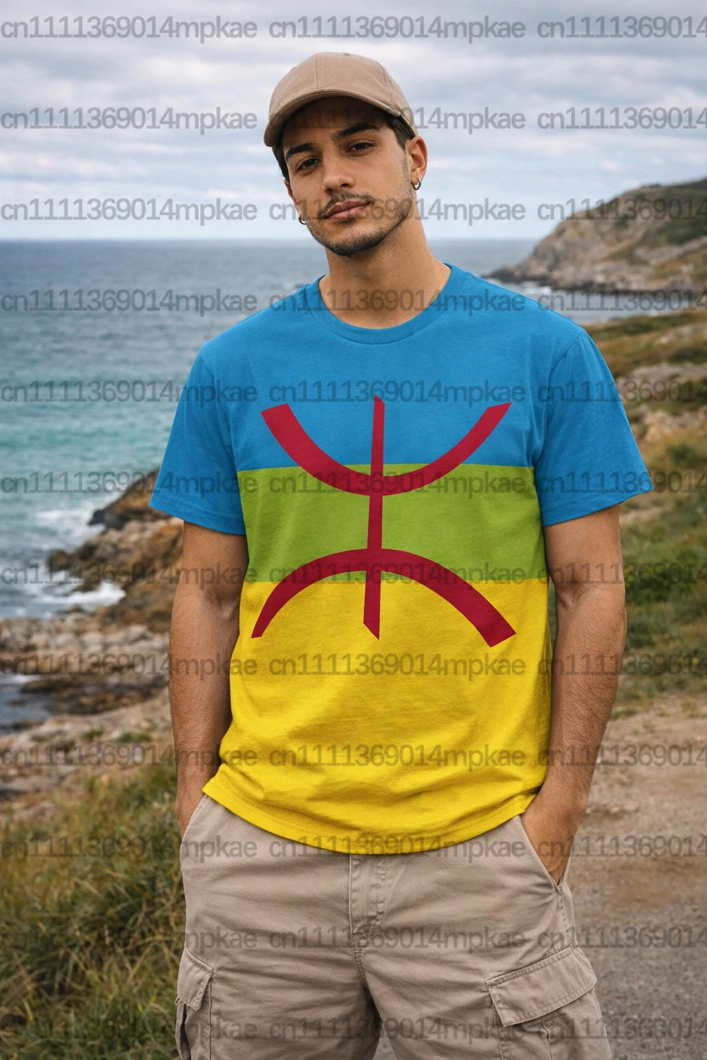 Men's Casual Flag of Amazigh Print Crew Neck Short Sleeve Top, Fashionable Retro Street Style, Everyday Versatile T-Shirt
Men's Casual Flag of Amazigh Print Crew Neck Short Sleeve Top, Fashionable Retro Street Style, Everyday Versatile T-Shirt