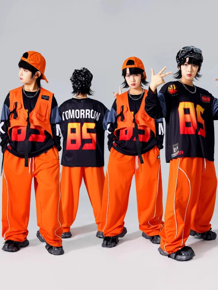 2024 Boys Hip Hop Dance Costume Kids Orange Vest Pants Long Sleeves Street Dance Performance Clothes Girls Stage Outfits BL14330
2024 Boys Hip Hop Dance Costume Kids Orange Vest Pants Long Sleeves Street Dance Performance Clothes Girls Stage Outfits BL14330