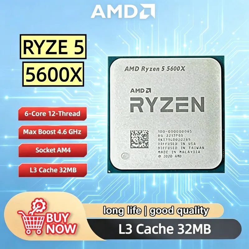 AMD Ryzen 5 5600X Unlocked Desktop Gaming CPU – 6-Core 12-Thread, 4.6GHz, Socket AM4, R5 5600X, Without Package
AMD Ryzen 5 5600X Unlocked Desktop Gaming CPU – 6-Core 12-Thread, 4.6GHz, Socket AM4, R5 5600X, Without Package