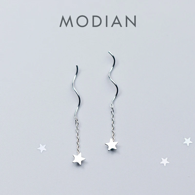 Modian Minimalism Stars Long Chain Drop Earrings 925 Sterling Silver Jewelry for Women Wedding Aanniversary Statement Jewelry
Modian Minimalism Stars Long Chain Drop Earrings 925 Sterling Silver Jewelry for Women Wedding Aanniversary Statement Jewelry