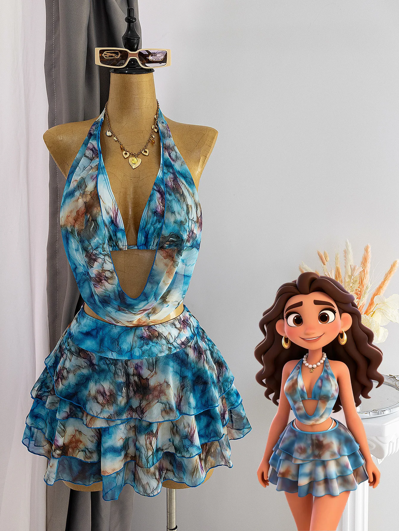 Vintage Blue Tie Dye Gradient Bikini Set Women Tassel Cover Up Pleate Skirt 4 Piece Swimsuit 2026 Bathing Suit Holiday Swimwear
Vintage Blue Tie Dye Gradient Bikini Set Women Tassel Cover Up Pleate Skirt 4 Piece Swimsuit 2026 Bathing Suit Holiday Swimwear