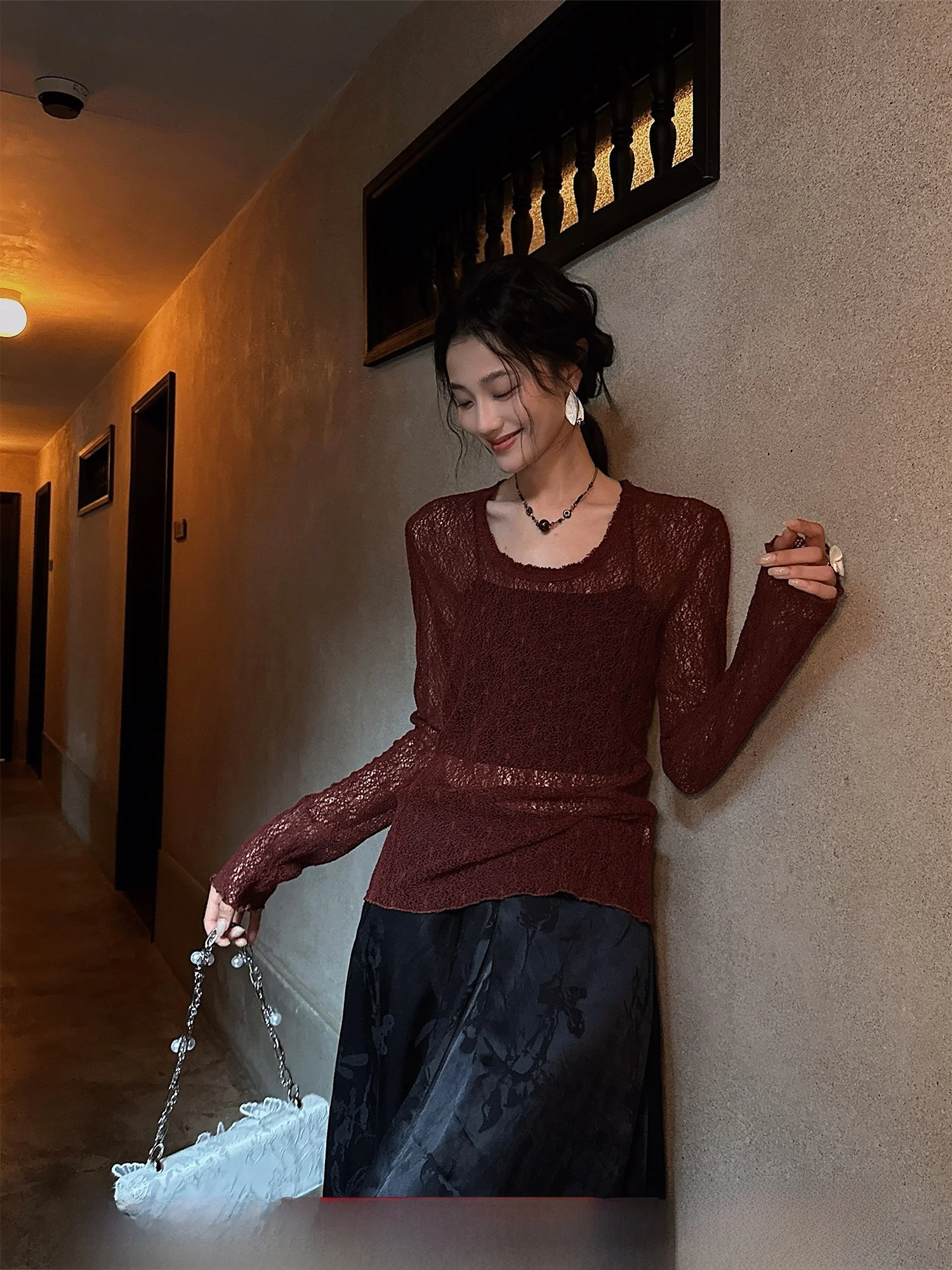 Sanji Bla Flower Early Autumn Knitted Long Sve Lace Hollow out Base irt Women's Trendy T-irt Casual Sle Polyester ...
Sanji Bla Flower Early Autumn Knitted Long Sve Lace Hollow out Base irt Women's Trendy T-irt Casual Sle Polyester ...