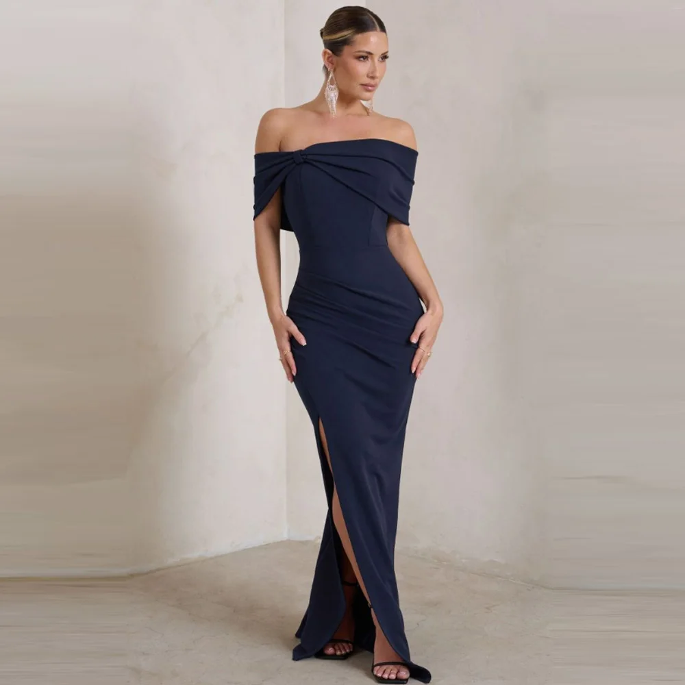 Customized Off Shoulder Twist Front Ruched High Slit Maxi Dress Women's Formal Evening Prom Party Gown
Customized Off Shoulder Twist Front Ruched High Slit Maxi Dress Women's Formal Evening Prom Party Gown