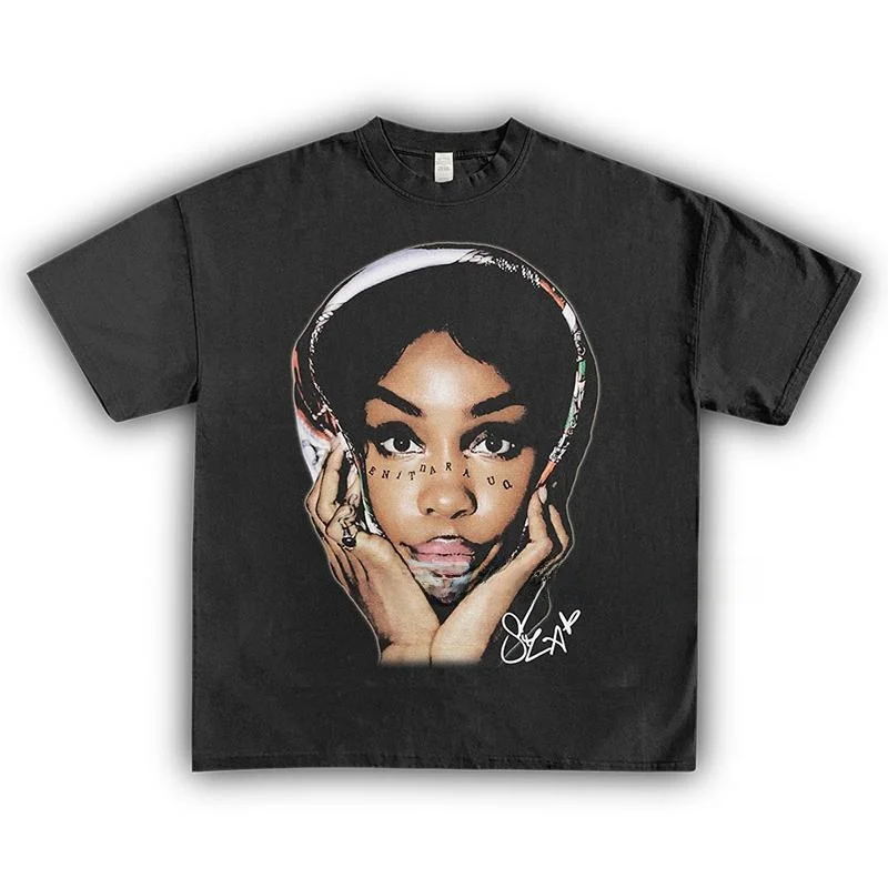 Футболка Homage Tees с ретро-принтом SZA, американской хип-хоп исполнительницы, из плотного материала, с коротким рукавом, для молодежи, летняя мода
Футболка Homage Tees с ретро-принтом SZA, американской хип-хоп исполнительницы, из плотного материала, с коротким рукавом, для молодежи, летняя мода