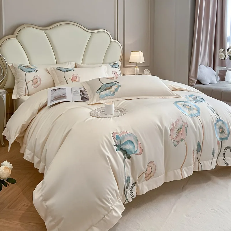 Chic Embroidery Blooming Beige Duvet Cover set 100%Cotton Soft Comfy Beddng set Bed Sheet Pillowcases Double Queen King 4Pcs
Chic Embroidery Blooming Beige Duvet Cover set 100%Cotton Soft Comfy Beddng set Bed Sheet Pillowcases Double Queen King 4Pcs