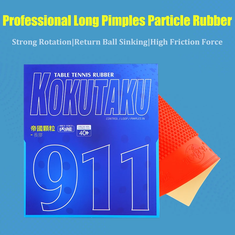 Table Tennis Rubber Medium Particle Long Pips Professional Ping Pong Rubber Strong Rotation and Fast Speed KOKUTAKU TUPLE 911
Table Tennis Rubber Medium Particle Long Pips Professional Ping Pong Rubber Strong Rotation and Fast Speed KOKUTAKU TUPLE 911