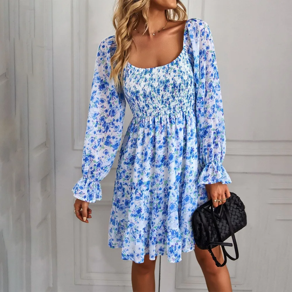 Fahion U-neck Elegant Printed Dress Popular Pleated Vestidos Spring and Summer High Waist Short Dresses
Fahion U-neck Elegant Printed Dress Popular Pleated Vestidos Spring and Summer High Waist Short Dresses