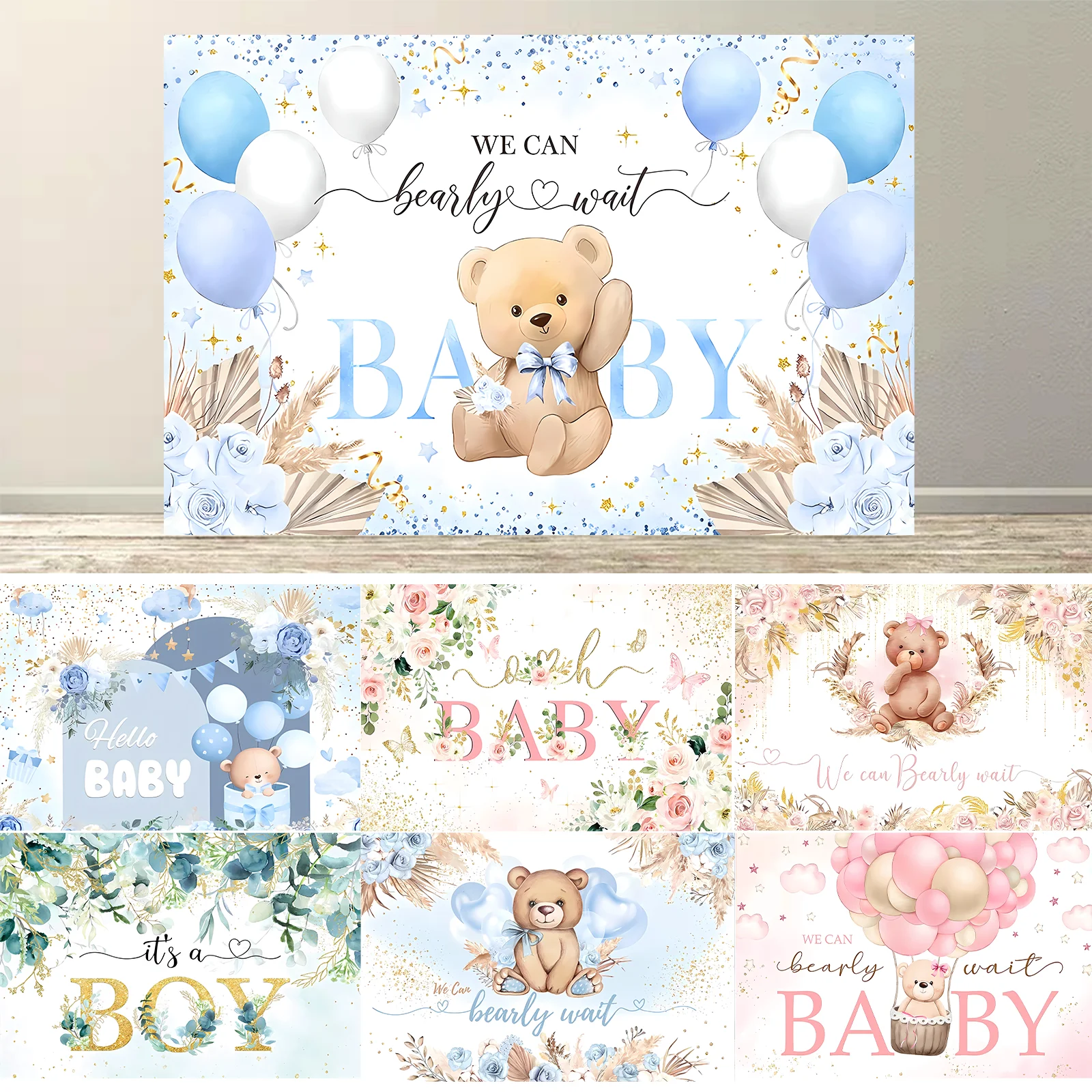 Blue Pink Bear Baby Shower Backdrop We Can Bearly Wait Banner for Bear Baby Shower Decorations Newborn Photo Props Background
Blue Pink Bear Baby Shower Backdrop We Can Bearly Wait Banner for Bear Baby Shower Decorations Newborn Photo Props Background