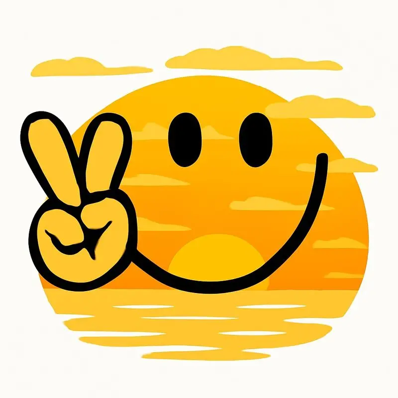 1pcCar Vinyl Decal - Large Yellow-Orange joyful Face with Peace Sign Hand, Sunset Gradient Background, Yellow Horizontal Horizon
1pcCar Vinyl Decal - Large Yellow-Orange joyful Face with Peace Sign Hand, Sunset Gradient Background, Yellow Horizontal Horizon