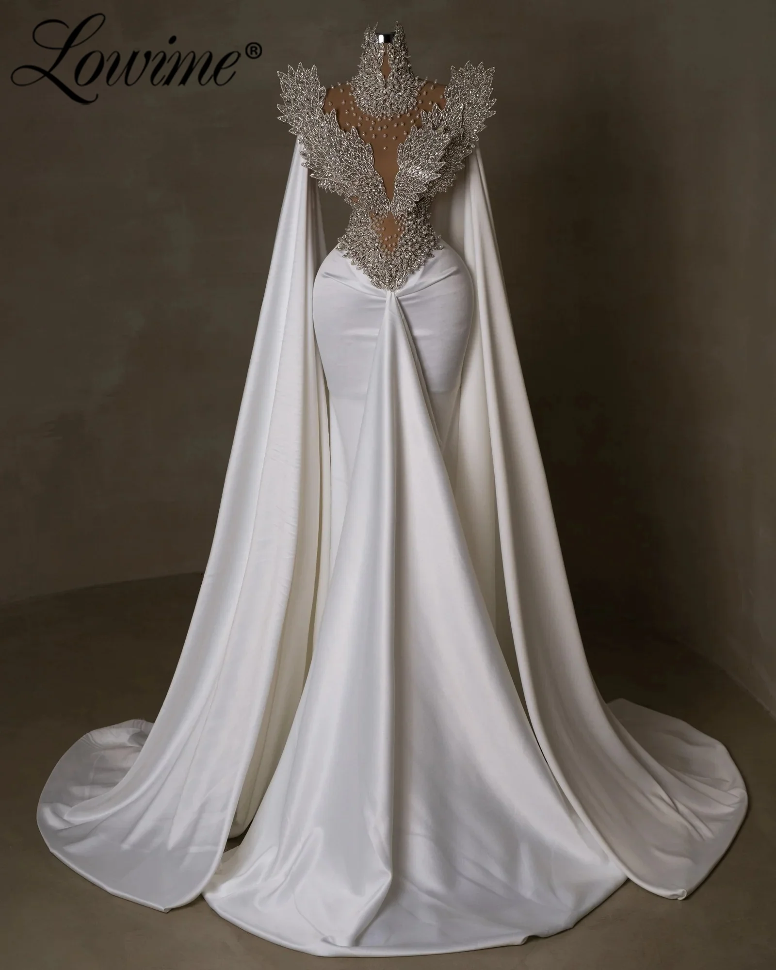 Luxury Arabic Dubai Evening Dress White Cape Sleeves Pearls Crystal Mermaid Celebrity Dresses Long Wedding Party Dress Gowns
Luxury Arabic Dubai Evening Dress White Cape Sleeves Pearls Crystal Mermaid Celebrity Dresses Long Wedding Party Dress Gowns