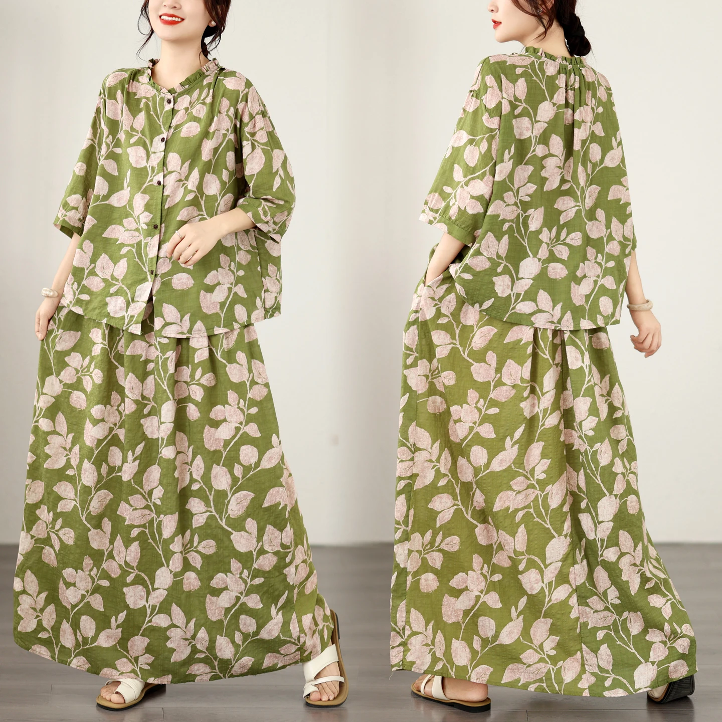 High-End plus Size Women's Cotton Linen Set Summer New Loose Top Half Skirt Two-Piece Set Anti-Aging Commute Style Artistic
High-End plus Size Women's Cotton Linen Set Summer New Loose Top Half Skirt Two-Piece Set Anti-Aging Commute Style Artistic