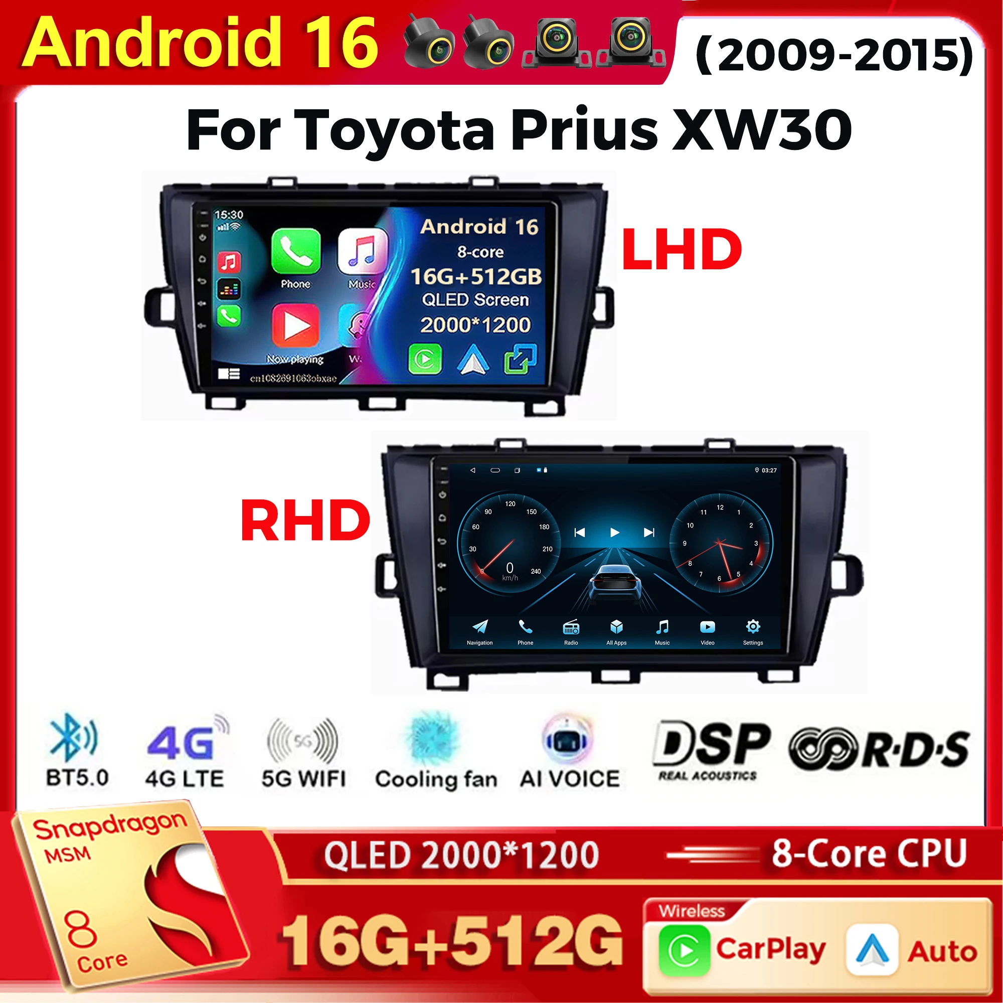 Android 16 Qualcomm Car Radio Multimedia Player For Toyota Prius XW30 2009-2015 Auto Carplay Car Stereo BT wifi+4G Ai Voice 2Din
Android 16 Qualcomm Car Radio Multimedia Player For Toyota Prius XW30 2009-2015 Auto Carplay Car Stereo BT wifi+4G Ai Voice 2Din