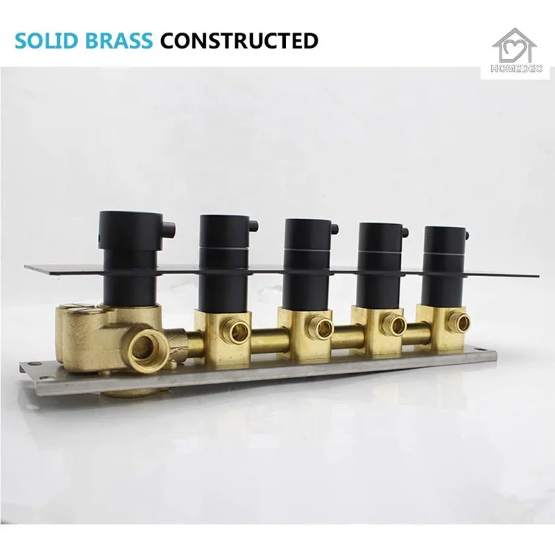 Modern 4 Function Brass Shower Diverter Thermostatic Valve with Ceramic Core Pressure Balanced Mixer in Matte Black
Modern 4 Function Brass Shower Diverter Thermostatic Valve with Ceramic Core Pressure Balanced Mixer in Matte Black