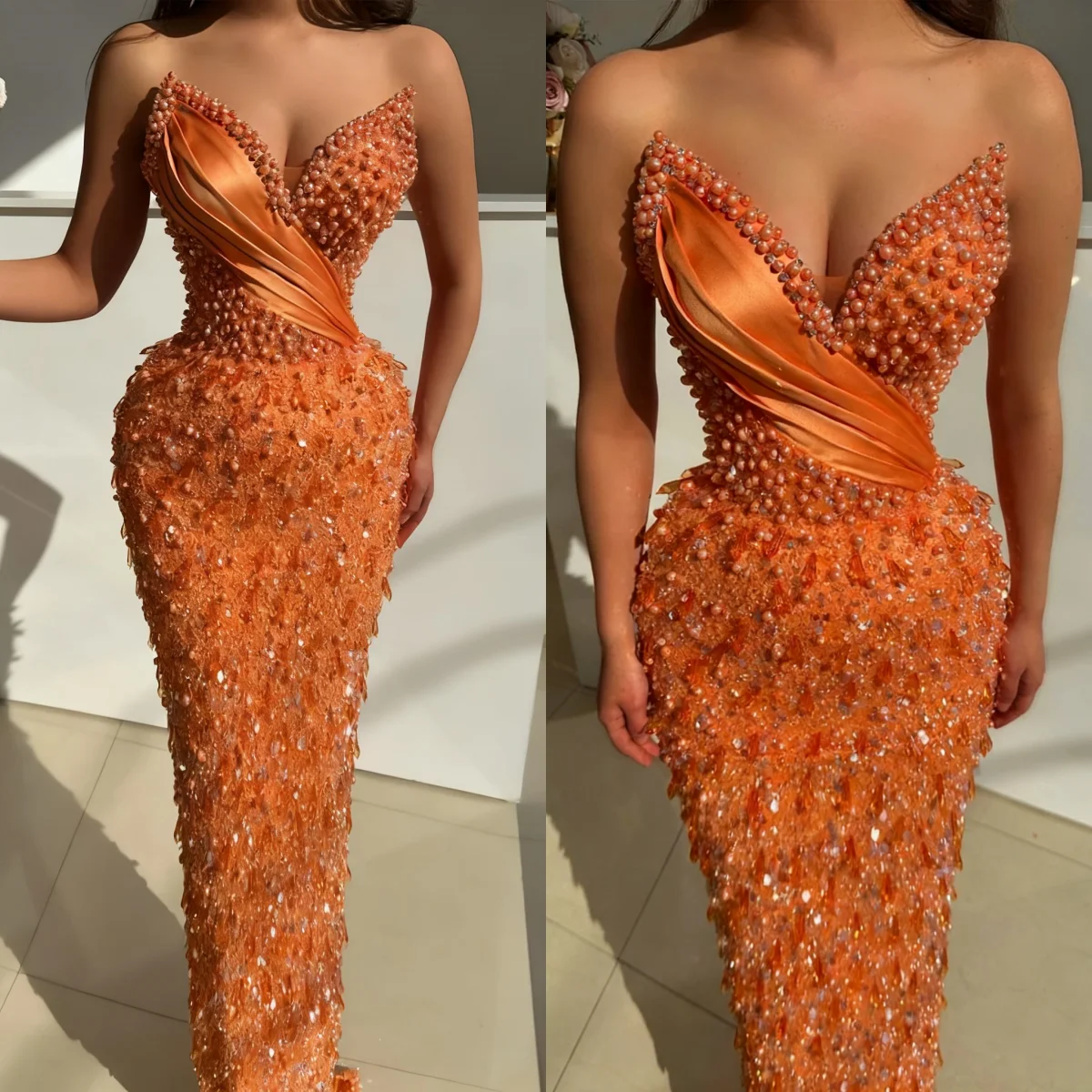 Exquisite and Charming Beaded Evening Dress Sleeveless Pearl Sparkle Mermaid Party Dress Tank Top Customization
Exquisite and Charming Beaded Evening Dress Sleeveless Pearl Sparkle Mermaid Party Dress Tank Top Customization