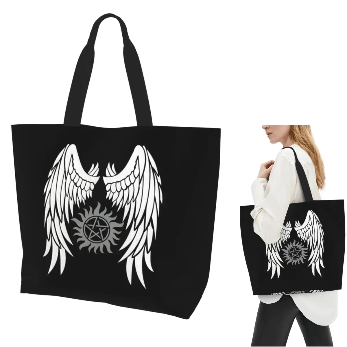 Supernatural Wings And Logo Shopping Tote Bag Canvas Large Capacity Shoulder Bags Shopper Grocery Handbag for Women
Supernatural Wings And Logo Shopping Tote Bag Canvas Large Capacity Shoulder Bags Shopper Grocery Handbag for Women