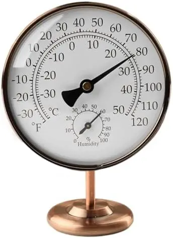 4-Inch Analog Hygrometer & Thermometer – Brass Dial, Dual Scale, Battery-Free Indoor Humidity & Temperature Gauge
4-Inch Analog Hygrometer & Thermometer – Brass Dial, Dual Scale, Battery-Free Indoor Humidity & Temperature Gauge