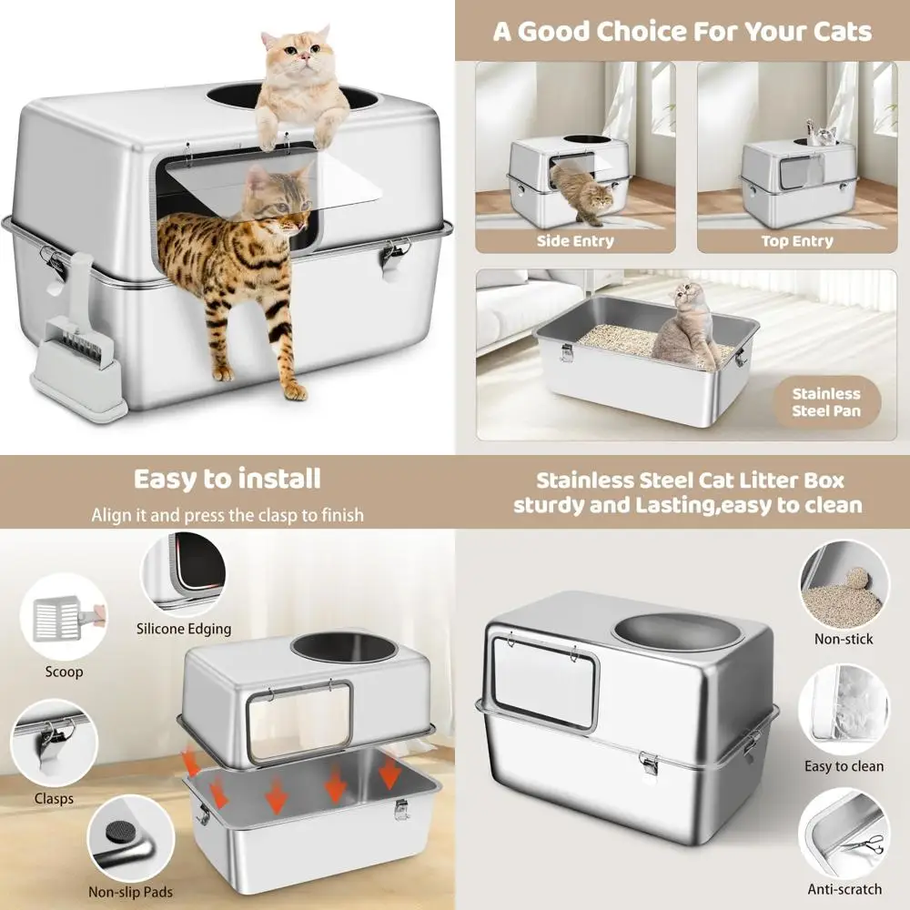 Extra Large Enclosed Metal Cat Litter Box XXL High Sides Toilet for Large Cats with 23.6L x 15.7W x 15.7H Dimensions
Extra Large Enclosed Metal Cat Litter Box XXL High Sides Toilet for Large Cats with 23.6L x 15.7W x 15.7H Dimensions
