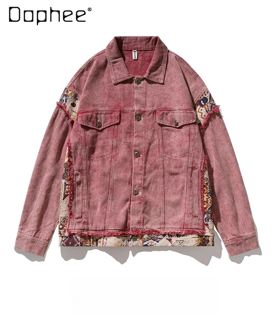 2025 Spring and Autumn New Japanese Style Men's Patchwork Loose Casual Daily Pink Turn-Down Collar Denim Jacket
2025 Spring and Autumn New Japanese Style Men's Patchwork Loose Casual Daily Pink Turn-Down Collar Denim Jacket